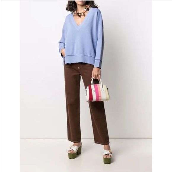 Kate Spade Striped Leather Satchel Crossbody - Picture 9 of 16